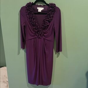 Maggy London Elegant Purple Long Sleeve Dress